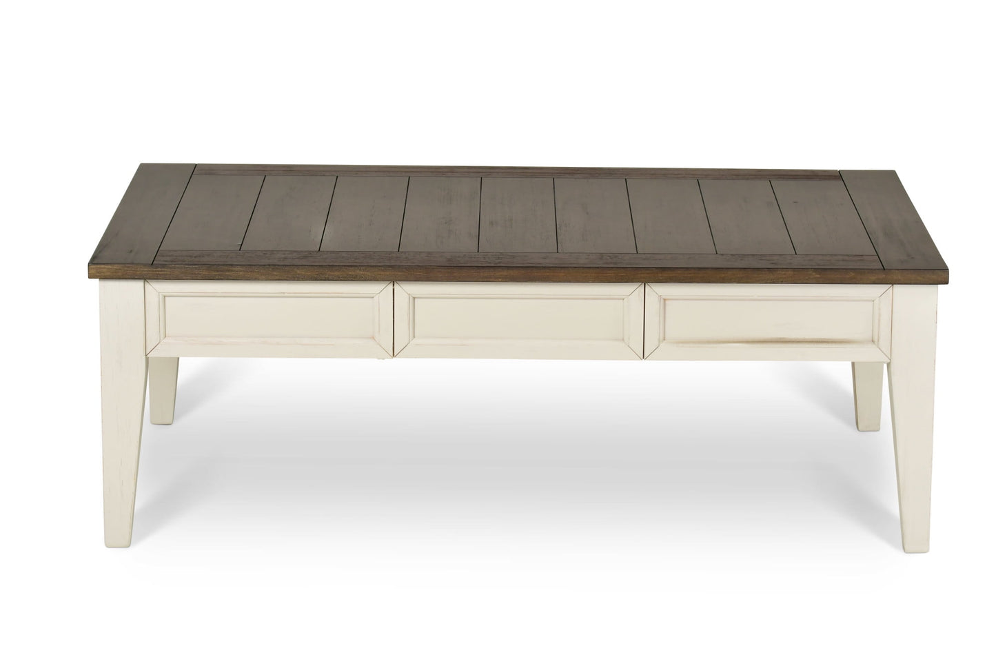 Steve Silver Cayla Farmhouse Storage Coffee Table in Dark Oak and White