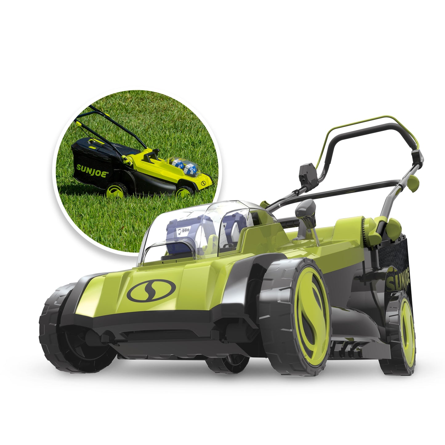 Sun Joe 48V Cordless 17" Lawn Mower, 6-Position, 2 x 4.0-Ah Batteries & Charger