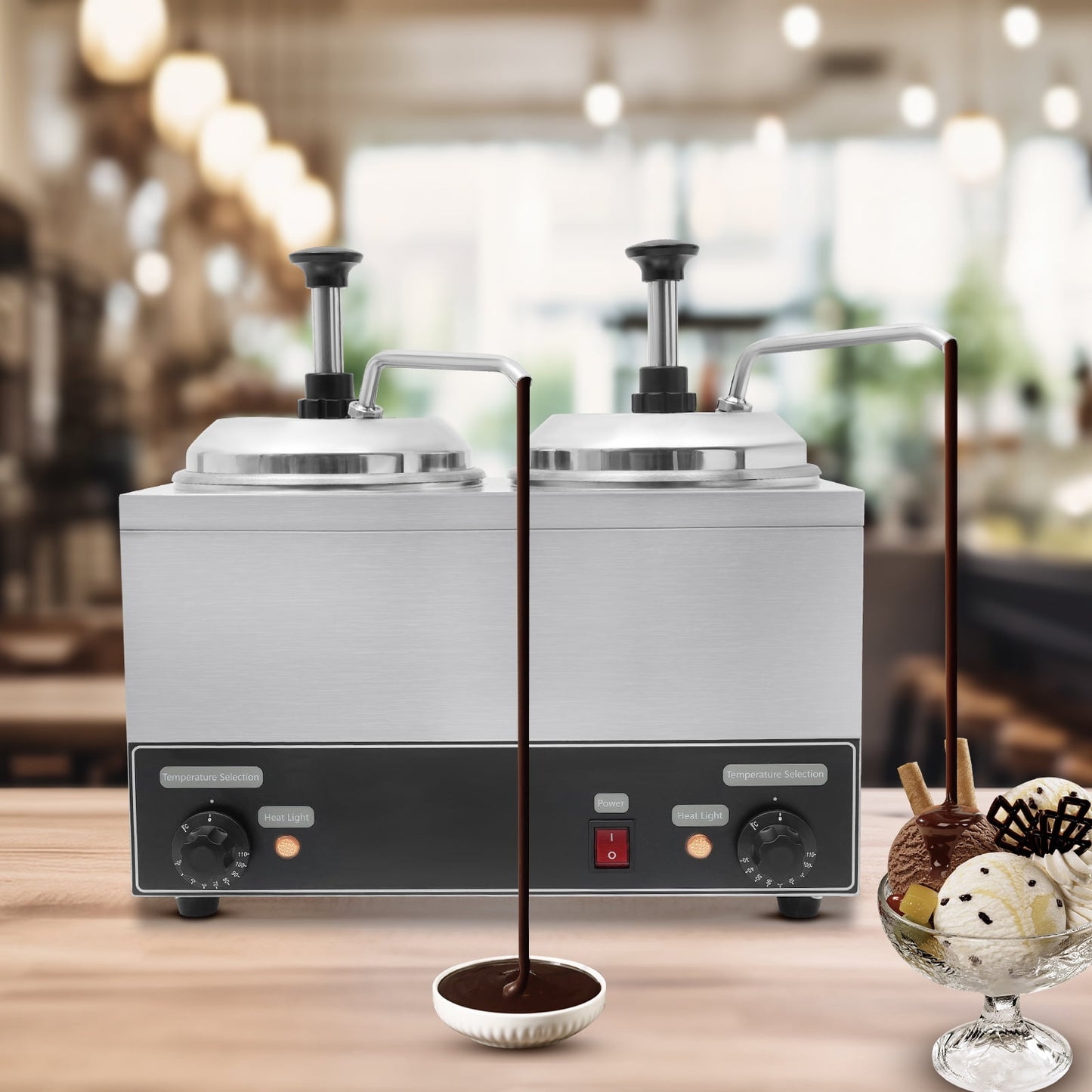TOOL1SHOoo Double headed cheese and chili heater with pump,2 quart capacity (dual pump) 700W