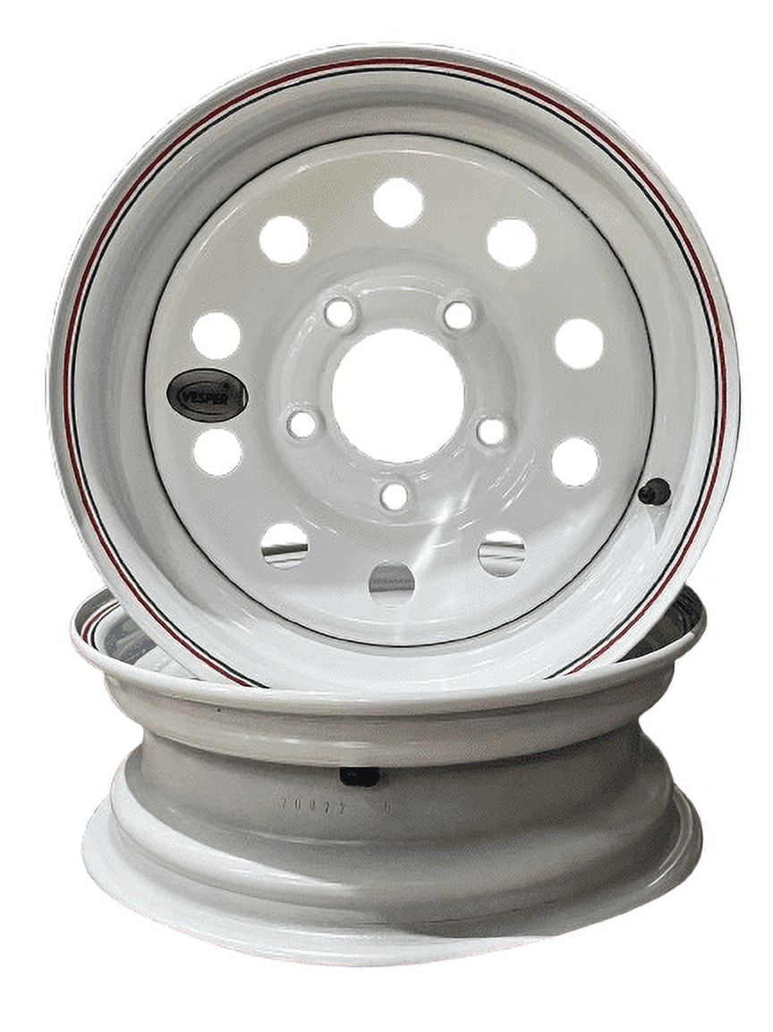 Taskmaster 2-PACK Steel Trailer Wheel Rim 13x4.5 5x4.5 White Mod