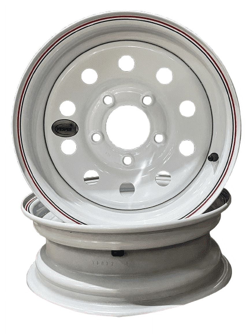 Taskmaster 2-Pack Steel Trailer Wheel Rim 12x4 5x4.5 White Mod with Pin Stripes