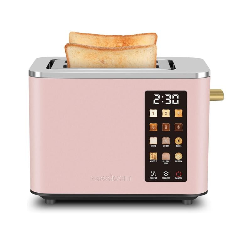 Toaster 2 Slice, Smart Stainless Toaster,Touch Control Screen, 6 Shade Setting, 6 Bread Selection, Countdown, Removable Crumb Tray