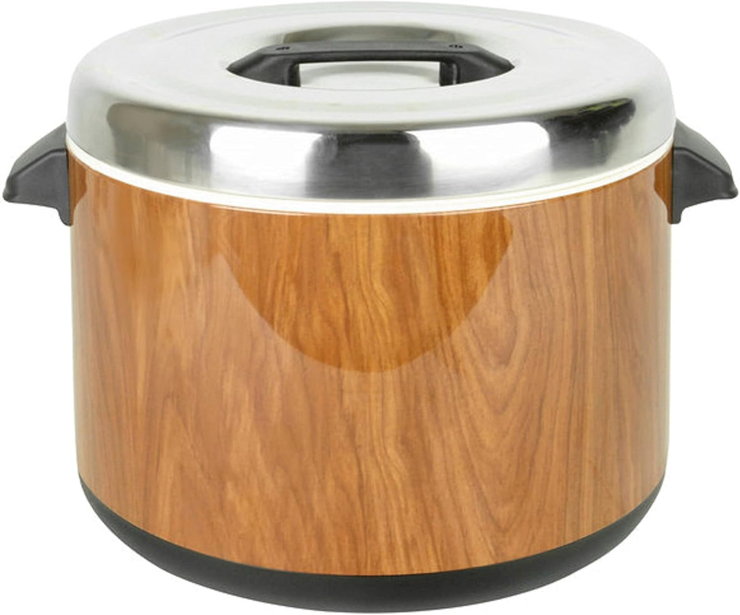 TrueCraftware- 60 Cups Insulated Sushi Rice Pot Wood Grain Exterior Stainless Steel Interior & Lid with Plastic Handle- Sushi Rice Mixing Tub Sushi Rice Bowl Sushi Rice Warmer for Home Kitchen