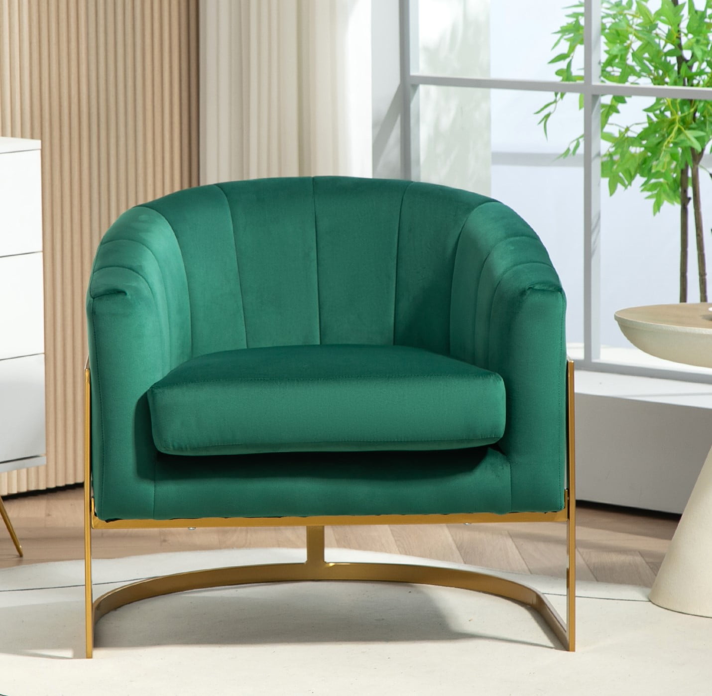 US Pride Furniture Modern Accent Armchair Luxury Gold Frame and Multi-colored Velvet Material Infuse Elegant Flair Green