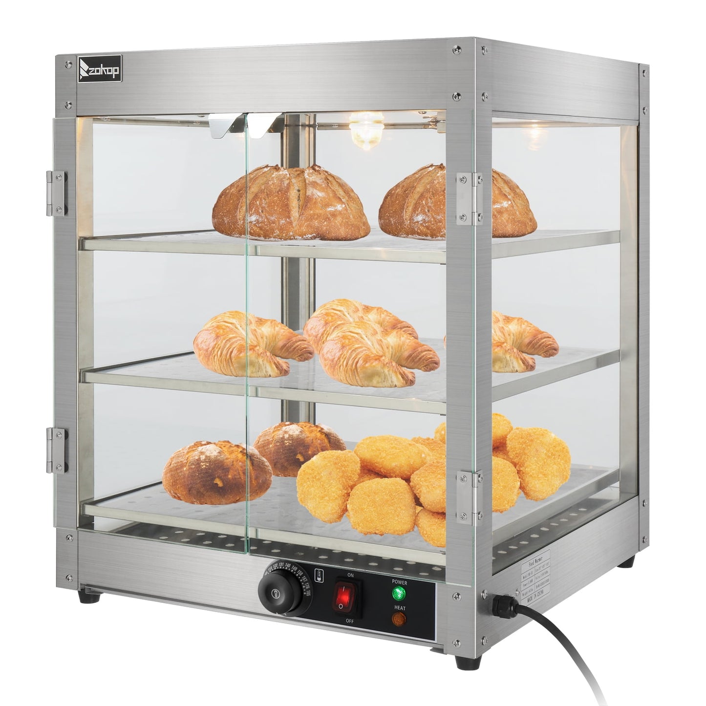 UbesGoo 3-Tier 110V Food Warmer, 800W Commercial Food Warmer Display Electric Countertop Food Pizza Warmer