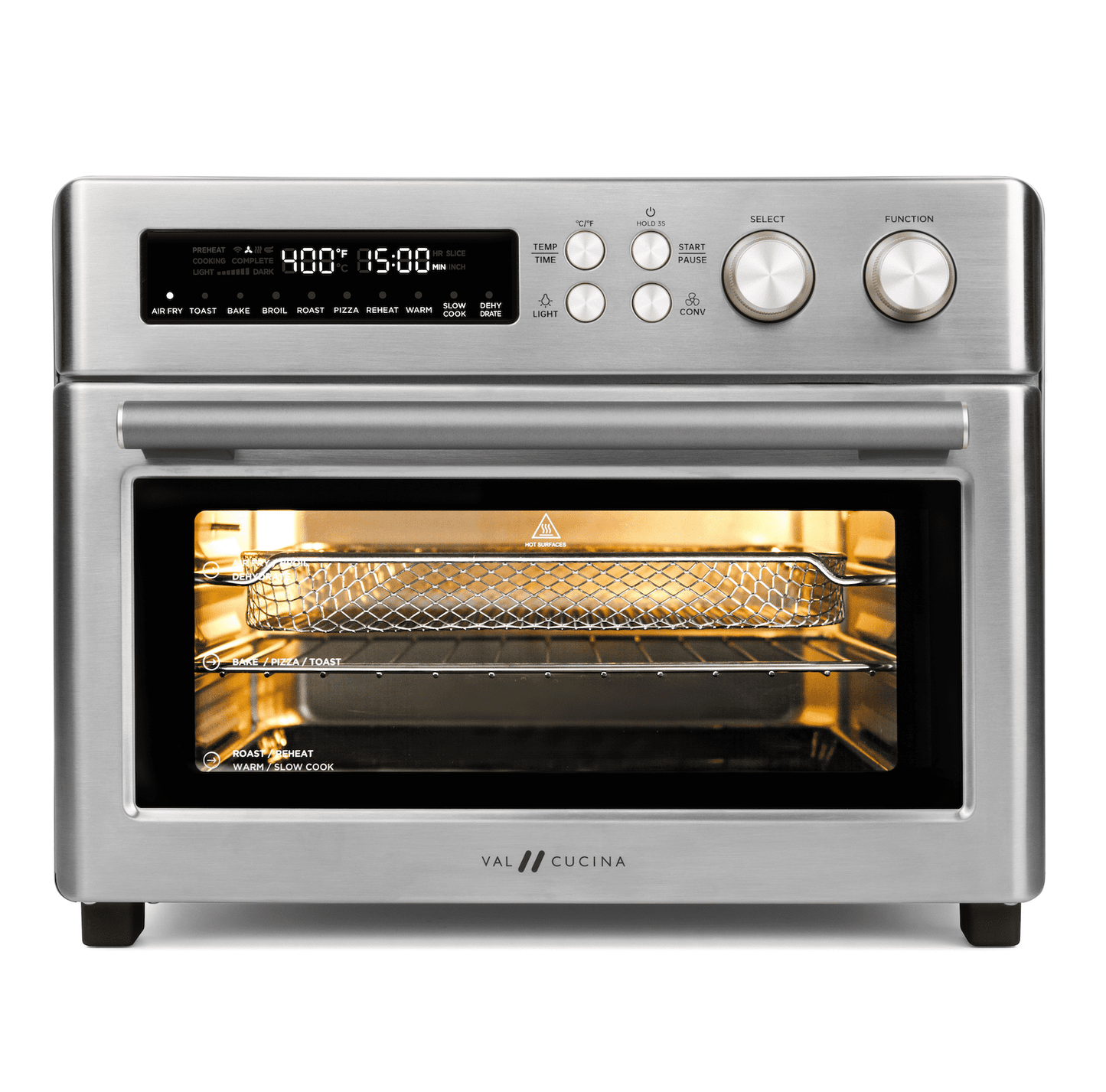 VAL CUCINA 10-IN-1 AIR FRYER TOASTER OVEN - BRUSHED STAINLESS STEEL