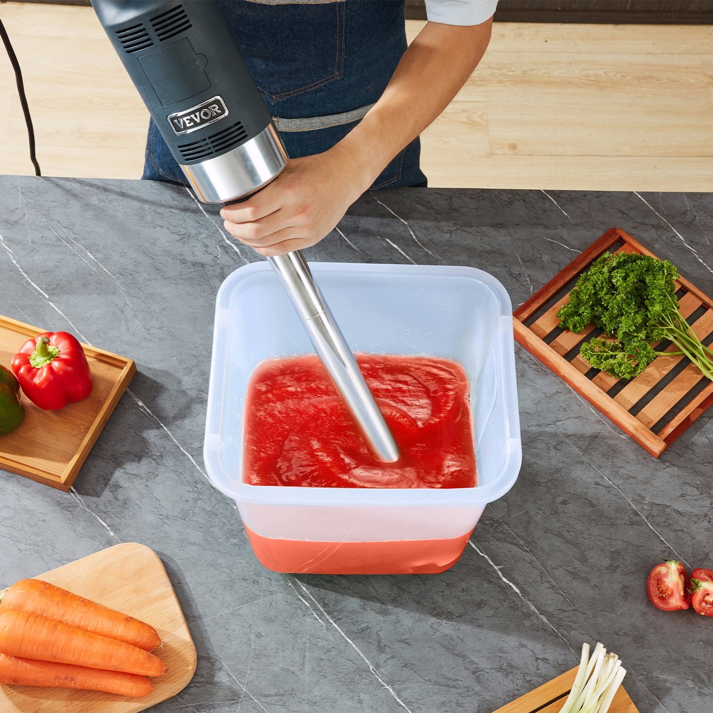 VEVOR Commercial Immersion Blender Variable Speed Heavy Duty 750W Hand Mixer 304 Stainless Steel with 11.8" Removable Shaft for Kitchen Mixing