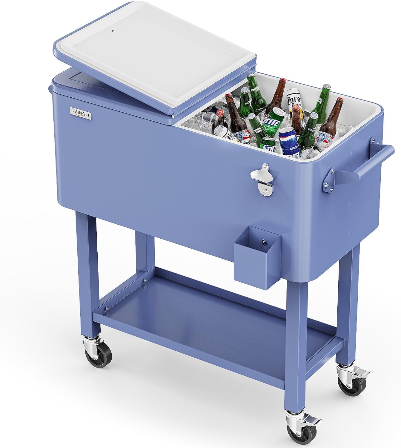 VINGLI 80 qt Steel Cooler Cart, Refrigeration Insulation