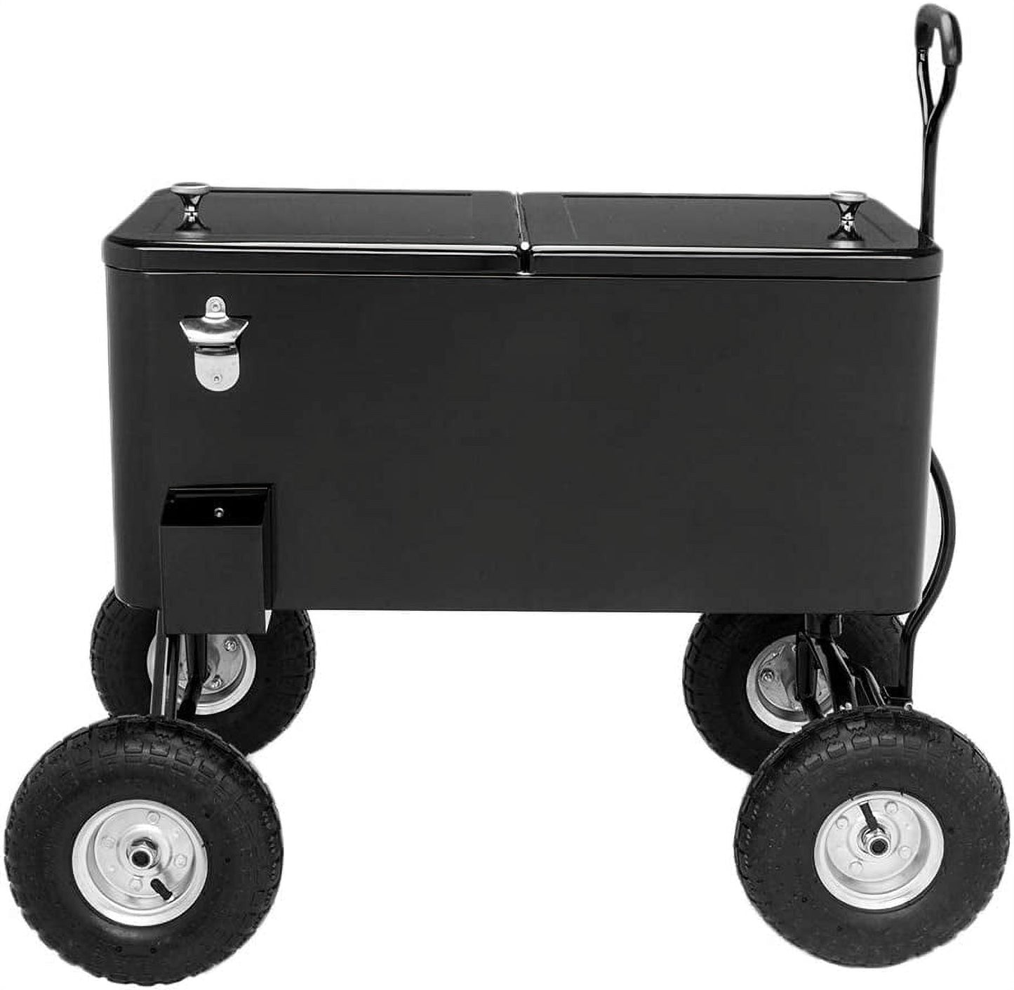 VINGLI 80qt. Wagon Rolling Cooler Ice Chest w/Long Handle and 10" Wheels, Patio Cooler, Outdoor Park Cart on Wheels