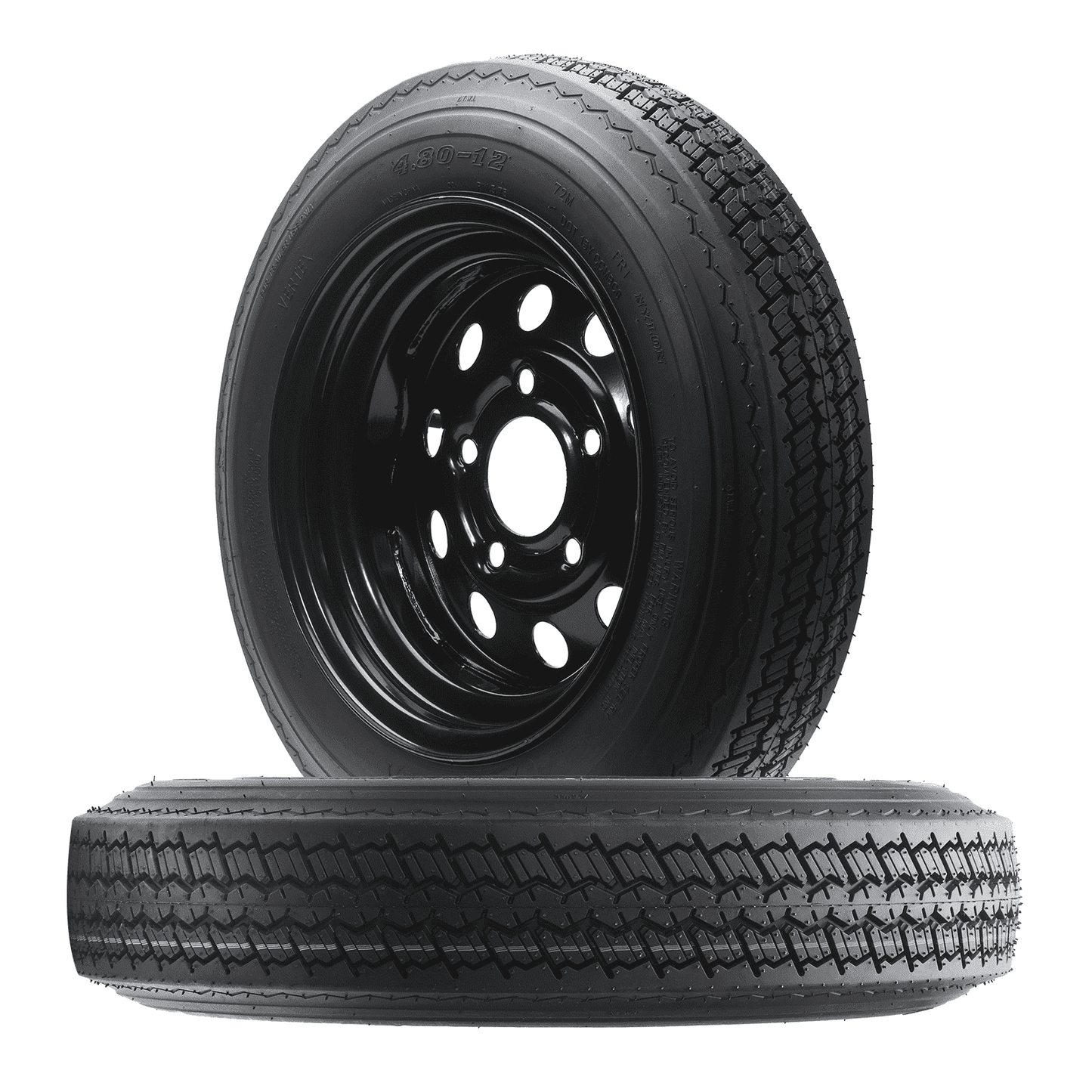 WOLF PACK 2PCS Tires Rims 4.80-12 4PR ON 12X4 5-4.5 Black MOD