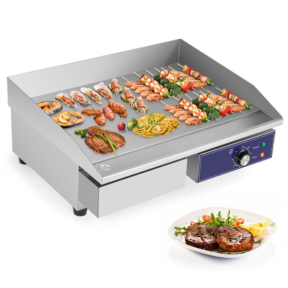 Yardi Yard Commercial Electric Griddle with 122?-572? Adjustable Temperature Control-Silver, Commercial Electric Griddle, Top Griddle, Stainless Steel Frame & Drip Tray, Adjustable Temperature Control