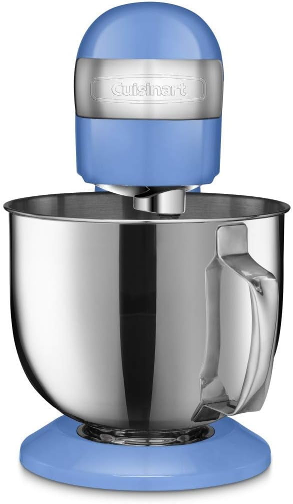 Restored Cuisinart Stand Mixer 12 Speed 5.5 Quart Stainless Steel Bowl Chef’s Whisk Mixing Paddle Dough Hook Splash Guard w/ Pour Spout – SM-50BLFR PERIWINKLE BLUE (Refurbished)