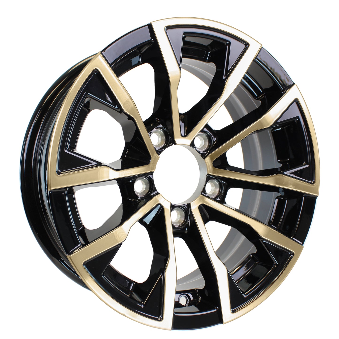 eCustomrim Gold Aluminum Trailer Wheel 14X5.5 14 Inch Edge Style 5 Lug On 4.5" Center Rim