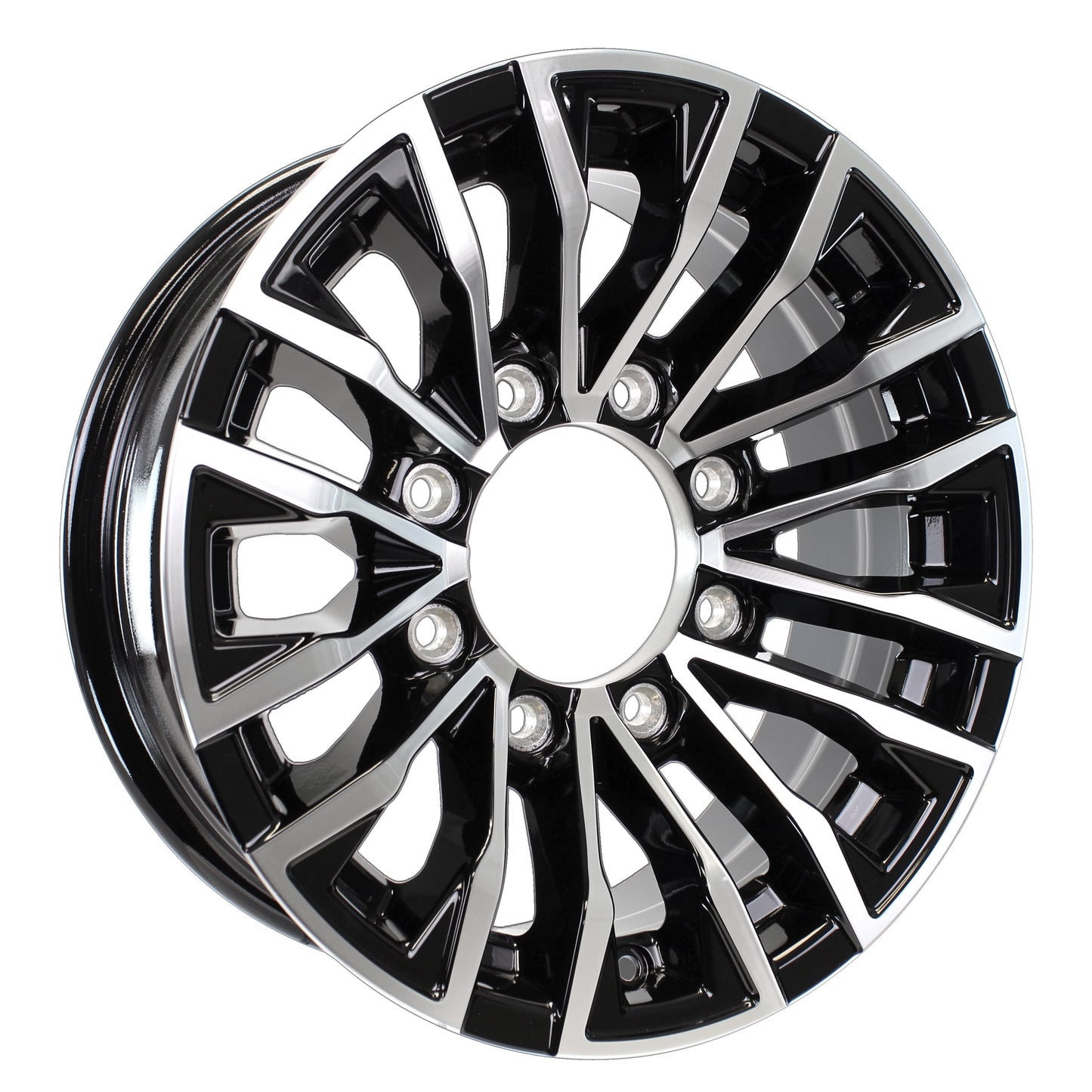 eCustomrim Aluminum Trailer Wheel 16X6 16 Inch Rim Black and Machined 8 Lug LZED66867BM