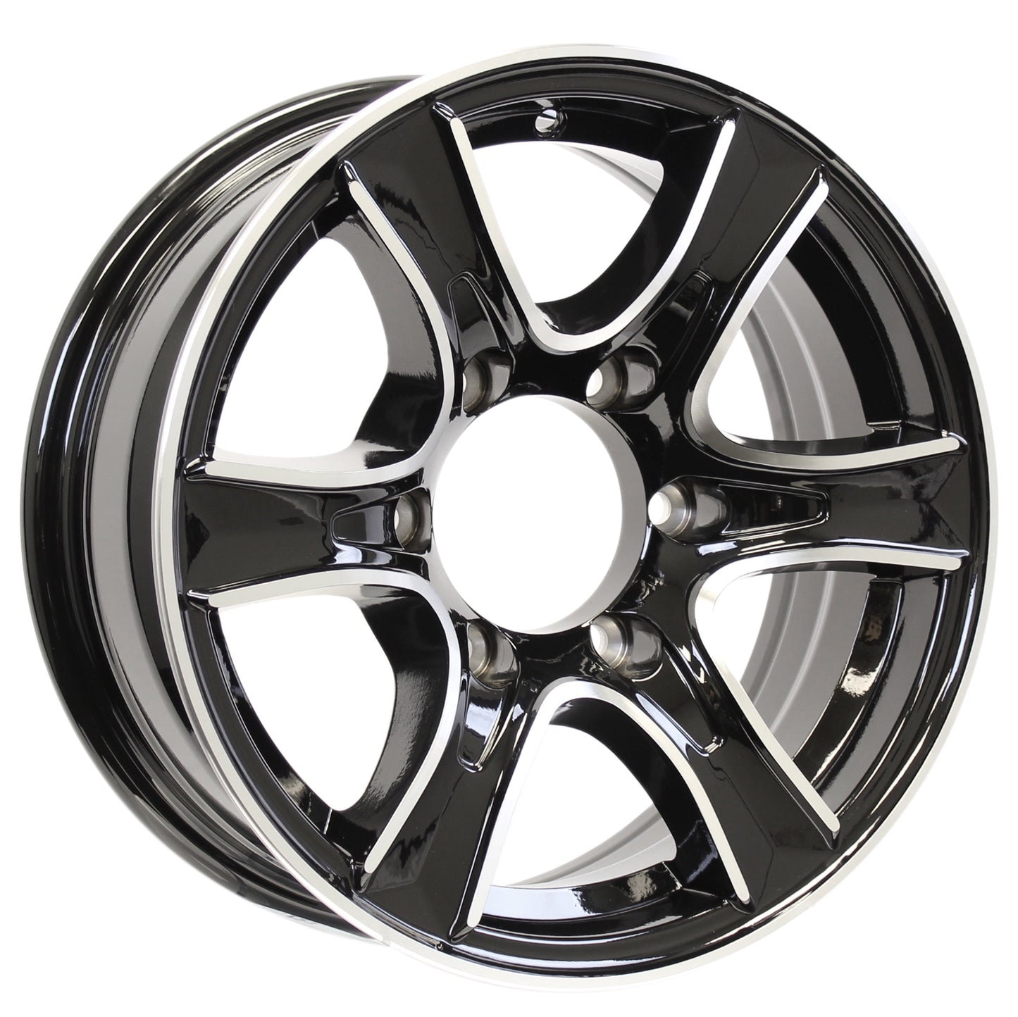 eCustomrim Aluminum Trailer Wheel 16X6 16 Inch Thoroughbred Style 6 Lug On 5.5" Center Rim