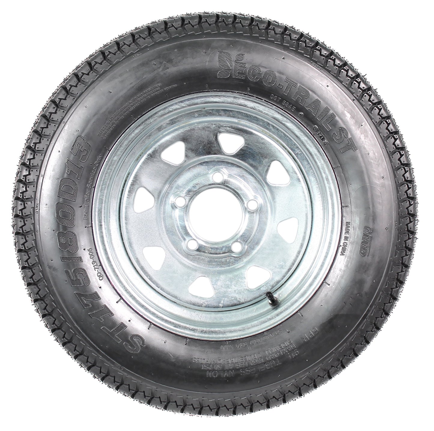 eCustomrim Trailer Tire On Rim ST175/80D13 175/80 D 13 Load C 5 Lug Galvanized Spoke Wheel