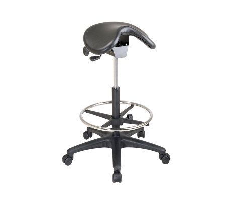 Office Star Black Backless Stool with Saddle Seat