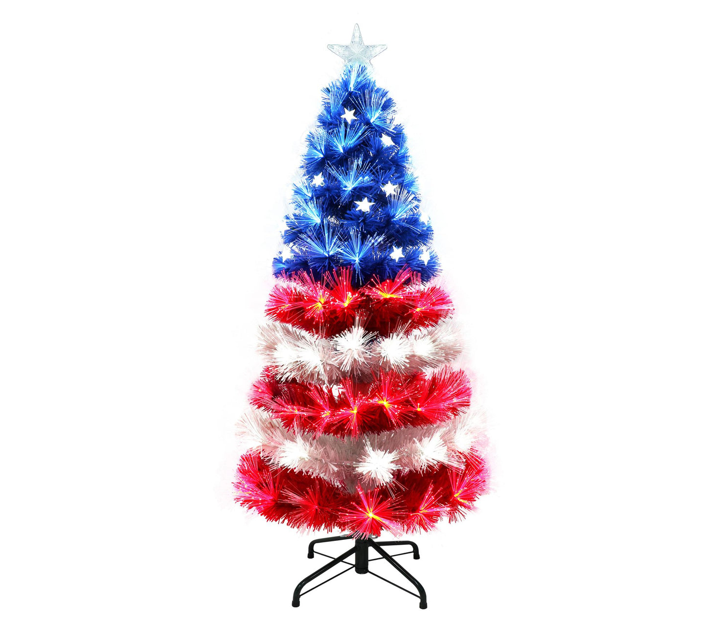 Puleo Pre-Lit 4' Fiber Optic Patriotic Christma s Tree