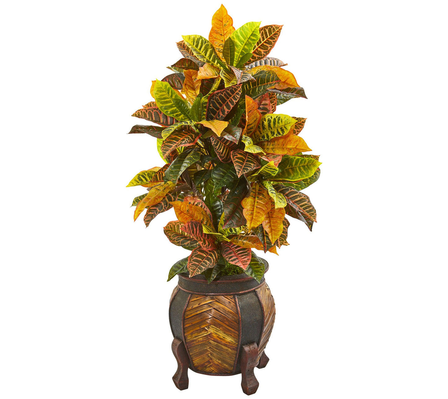 44in. Croton Artificial Plant in Decorative Planter
