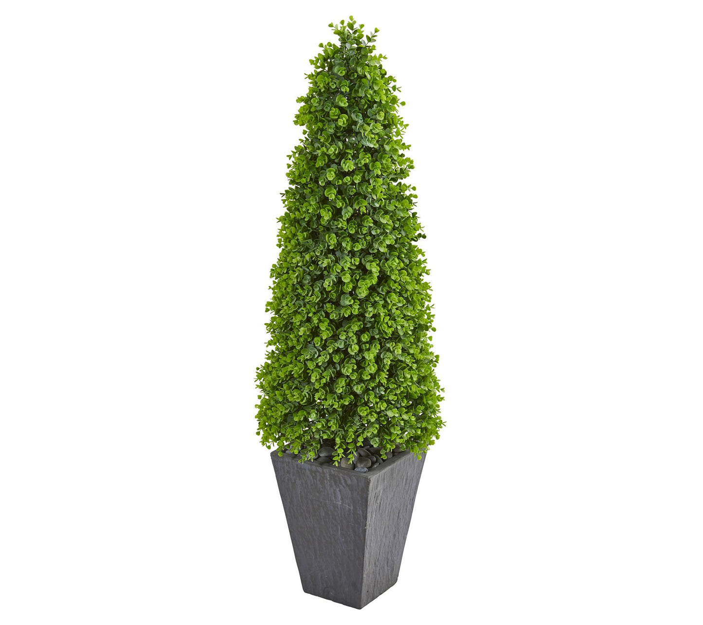 57in. Eucalyptus Topiary in Slate Planter (Indoor/Outdoor)