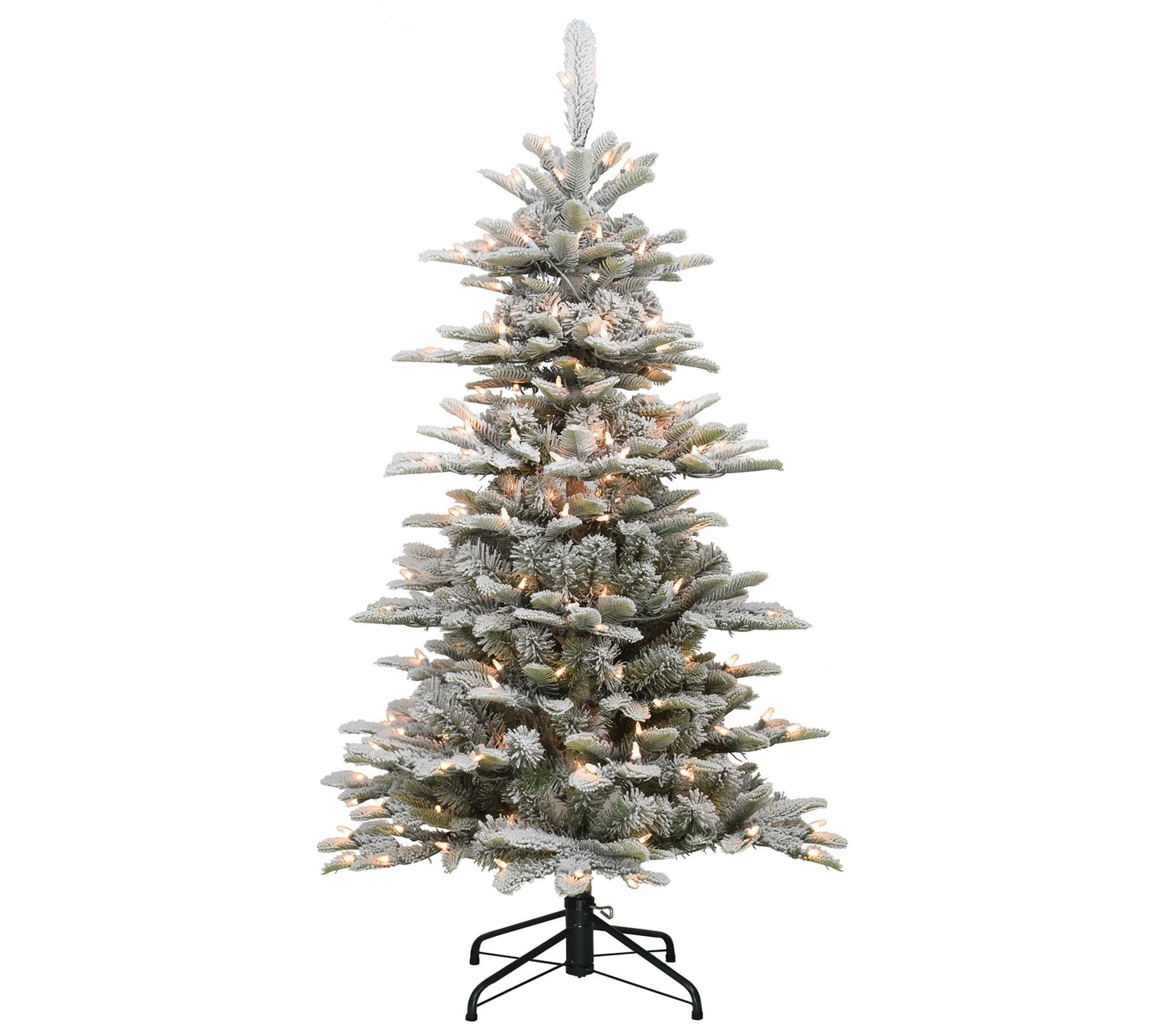 Puleo Pre-Lit 4.5' Slim Flocked Aspen Fir Chris tmas Tree