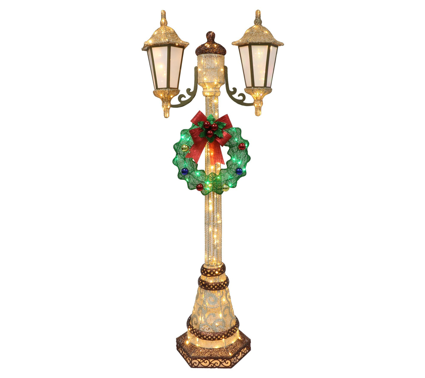 Puleo 72" Lighted Lamp Post w/35 Twinkling Lights, Gold/Green