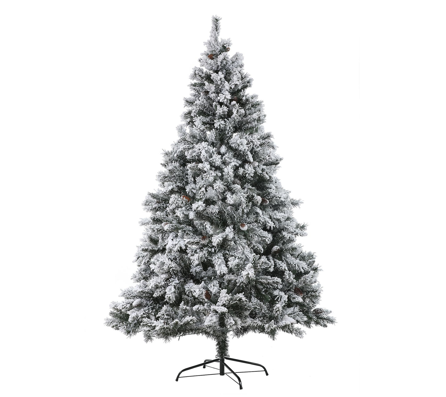 LuxenHome 7' Prelit Flocked Artificial Fir Christmas Tree