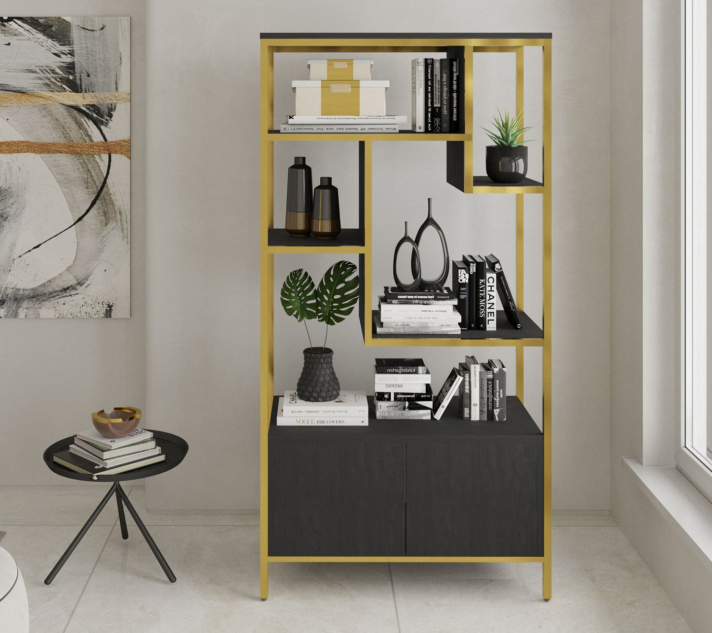 Techni Mobili 5-Shelve Storage Rack with Door C abinet