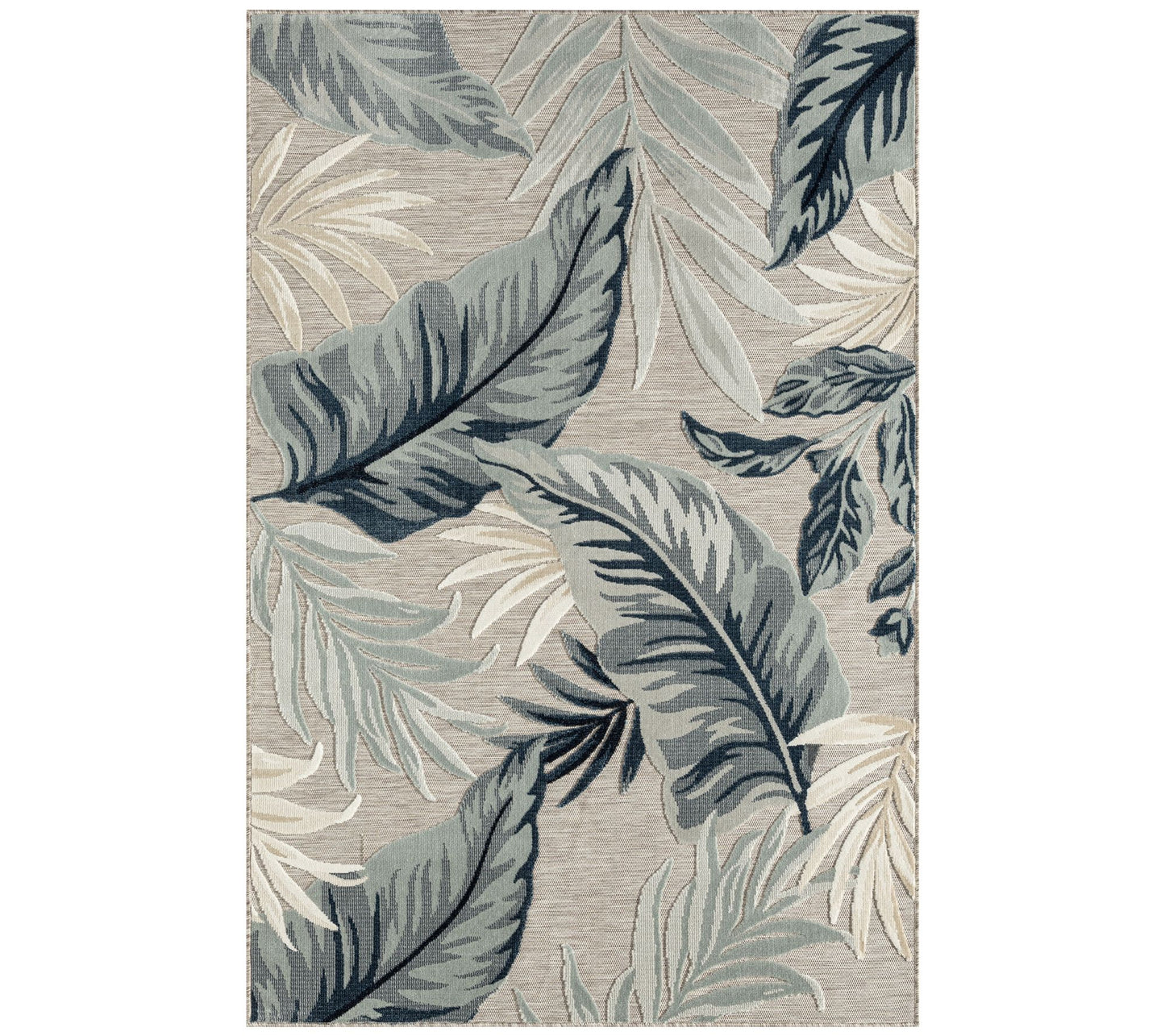 Ox Bay Botanical 5' x 7' Blue Taupe Indoor Outdoor Area Rug
