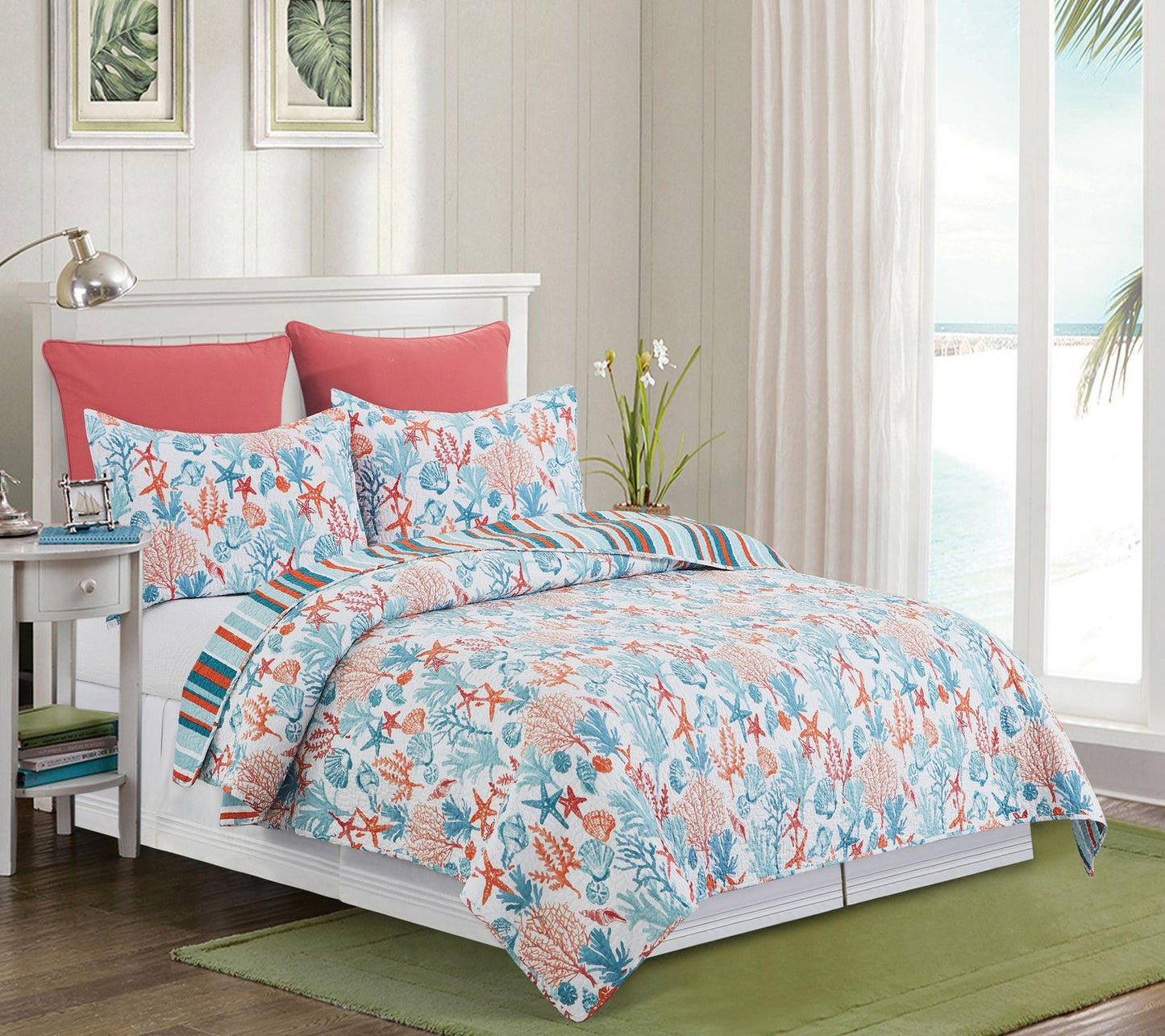 Tangerine Coast 3-Piece Cotton King Quilt Set by Valerie