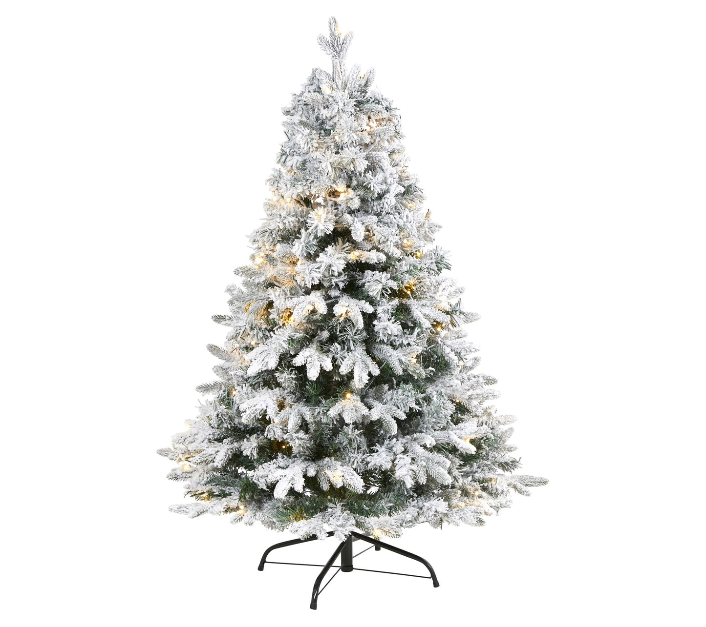 Nearly Natural 4' Flocked Christmas Tree w/100Clear LEDs