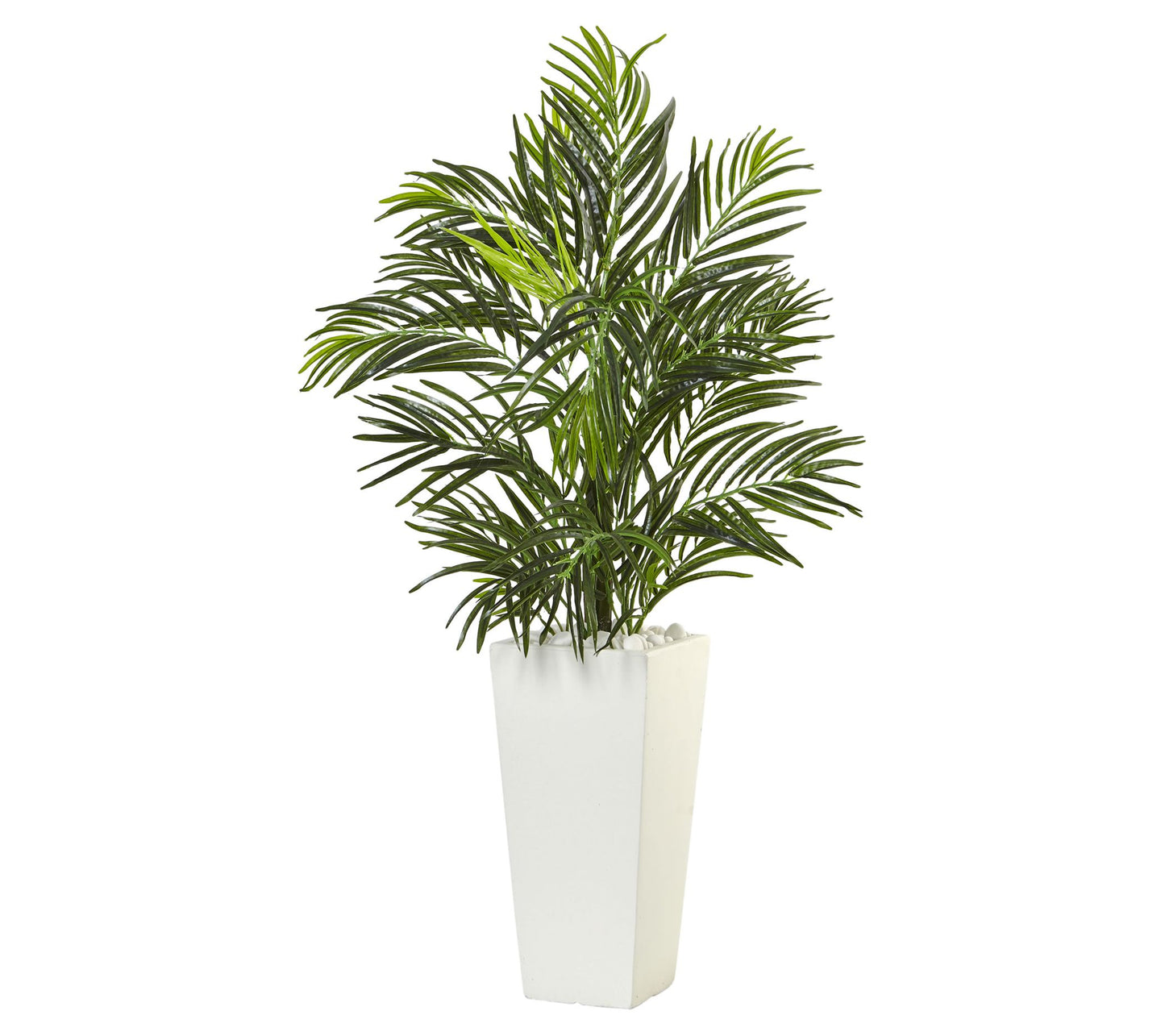 Areca Palm in White Square Planter by Nearly Natural