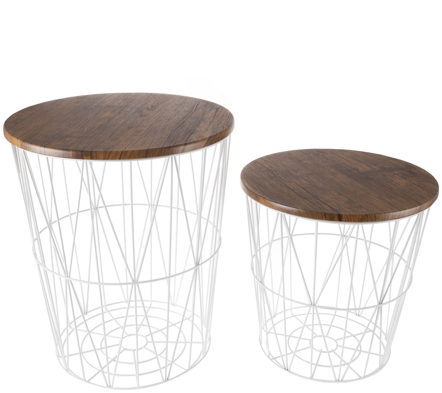 Lavish Home Nesting White Metal and Wood AccentTable Set