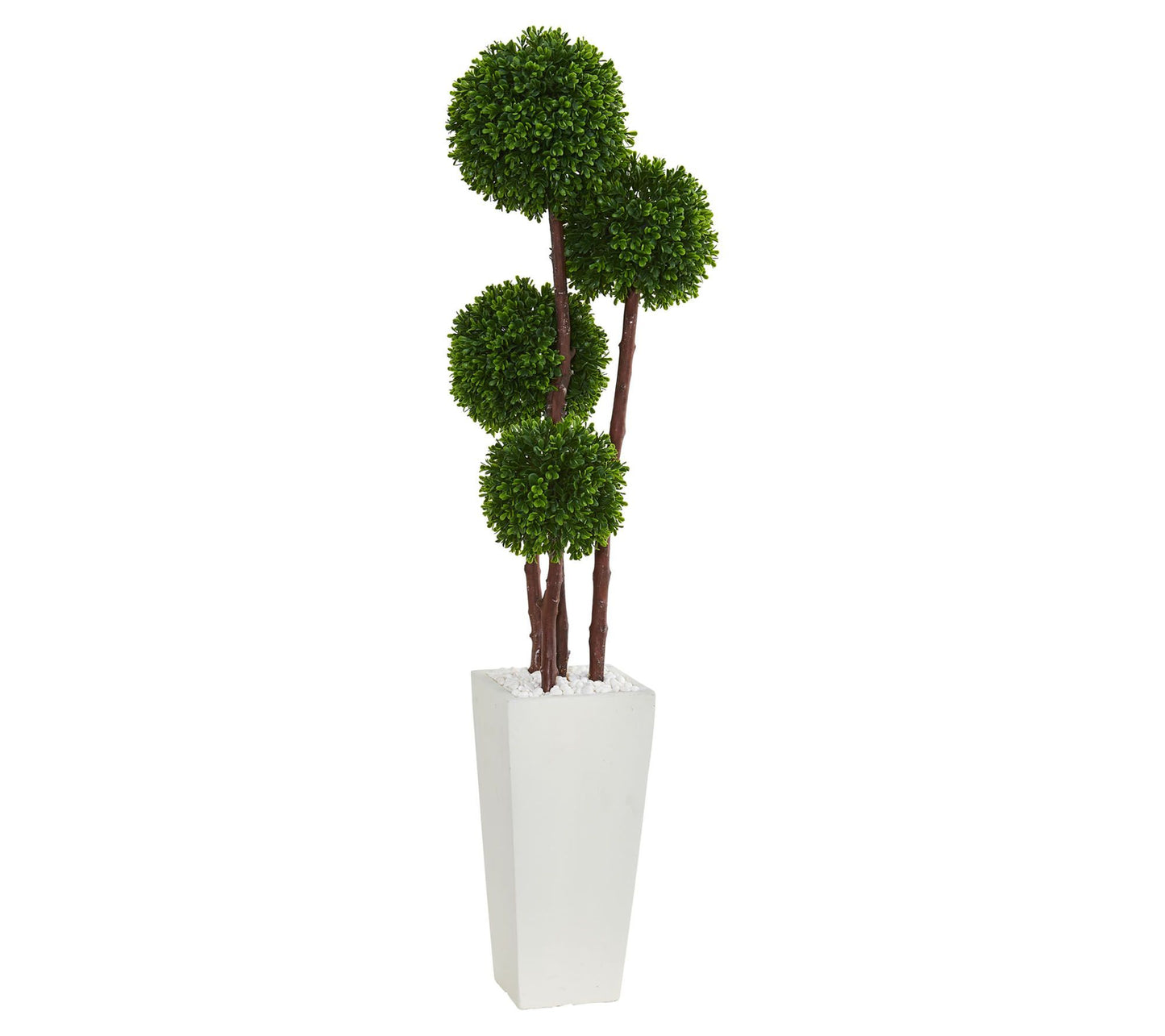 4' Boxwood Topiary Tree in Planter by Nearly Natural