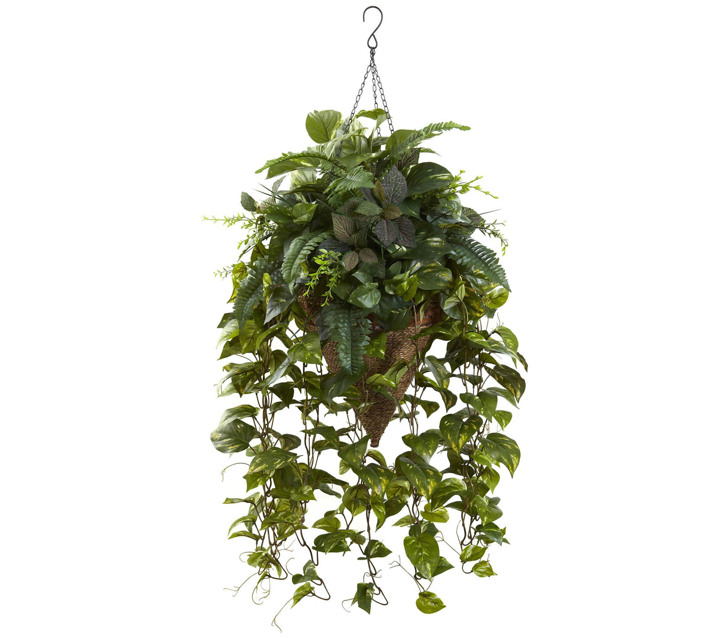 Mixed Greens with Cone Hanging Basket by NearlyNatural