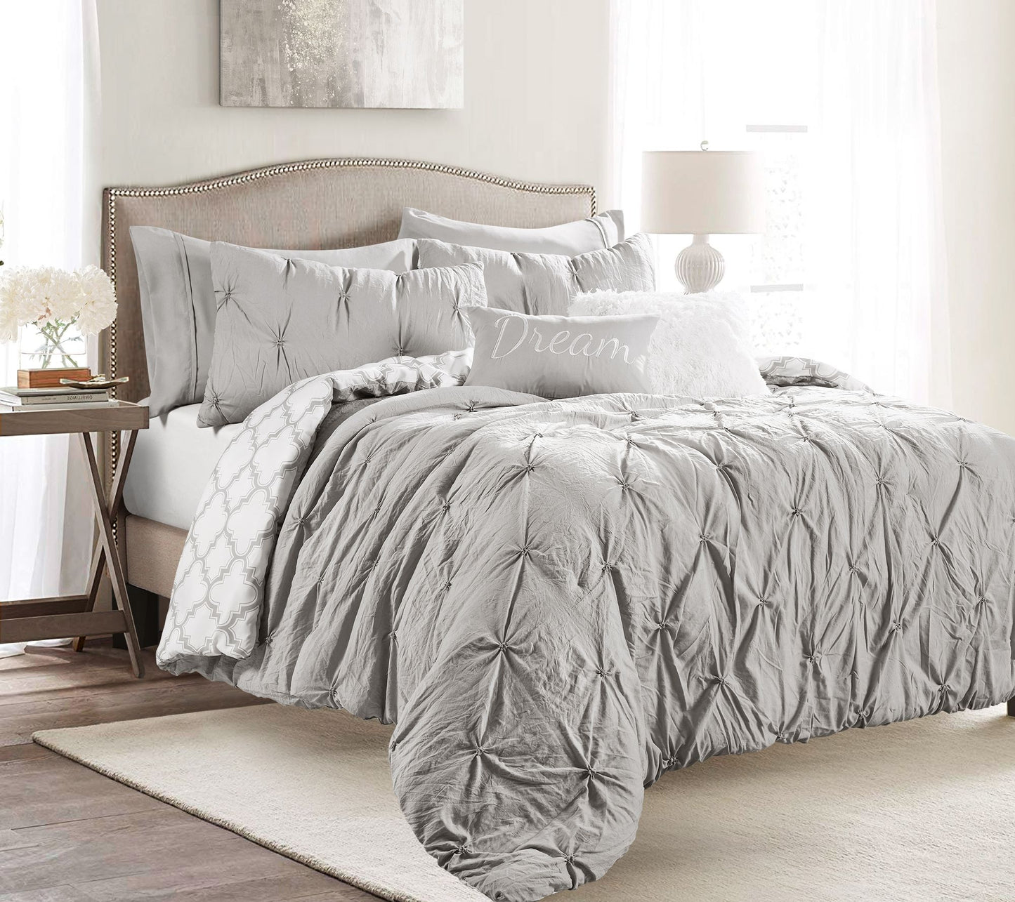 Ravello Pintuck Caroline Geo 7-Piece Full/QueenComforter Set