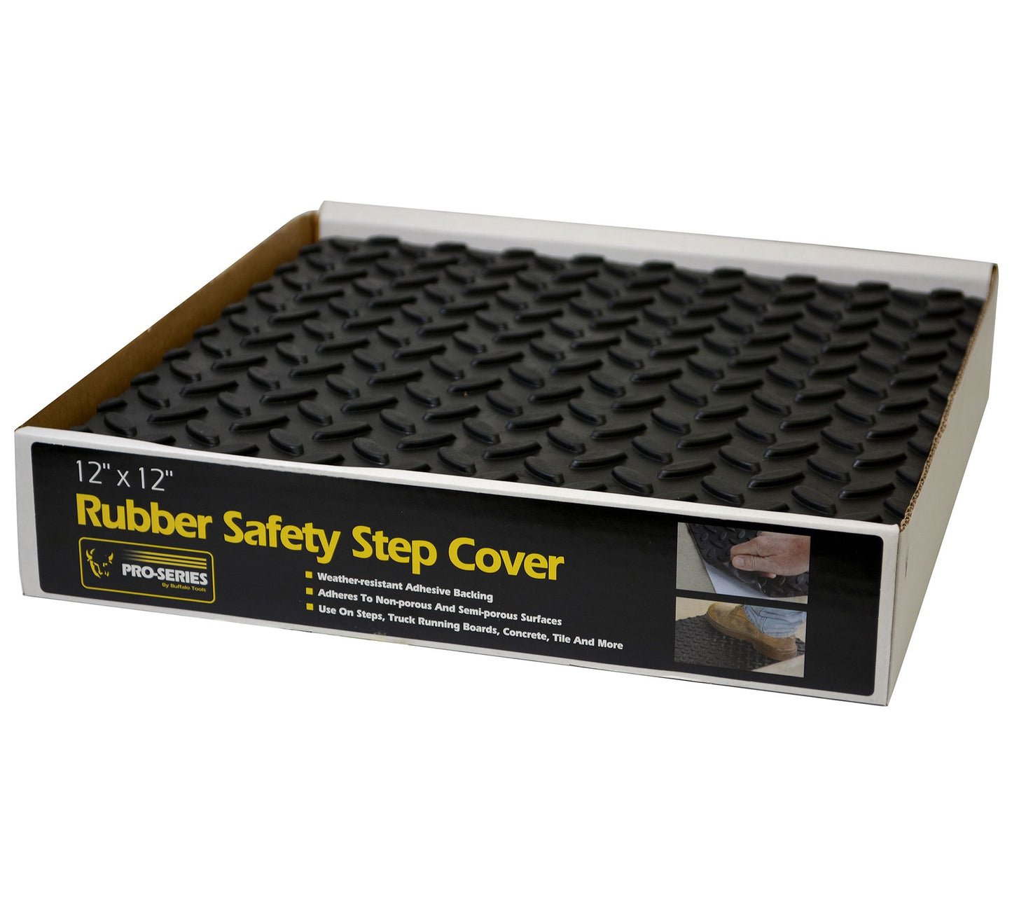 Pro-Series Set of 12 Adhesive Rubber Step Covers - 12" x 12"