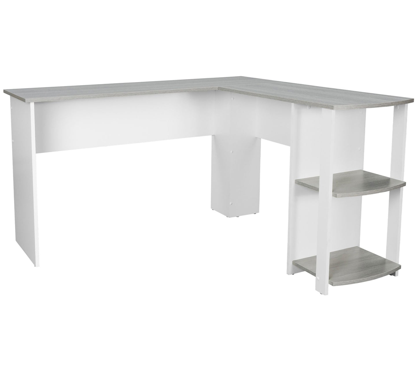 Techni Mobili Modern L-Shaped Computer Desk with Side Shelves