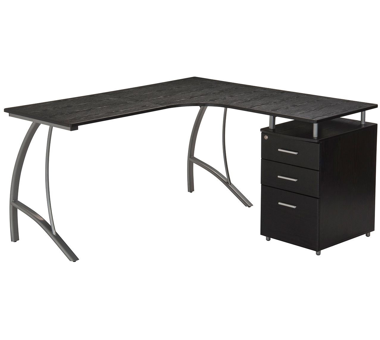 Techni Mobili L-Shaped Computer Desk w/ File Cabinet