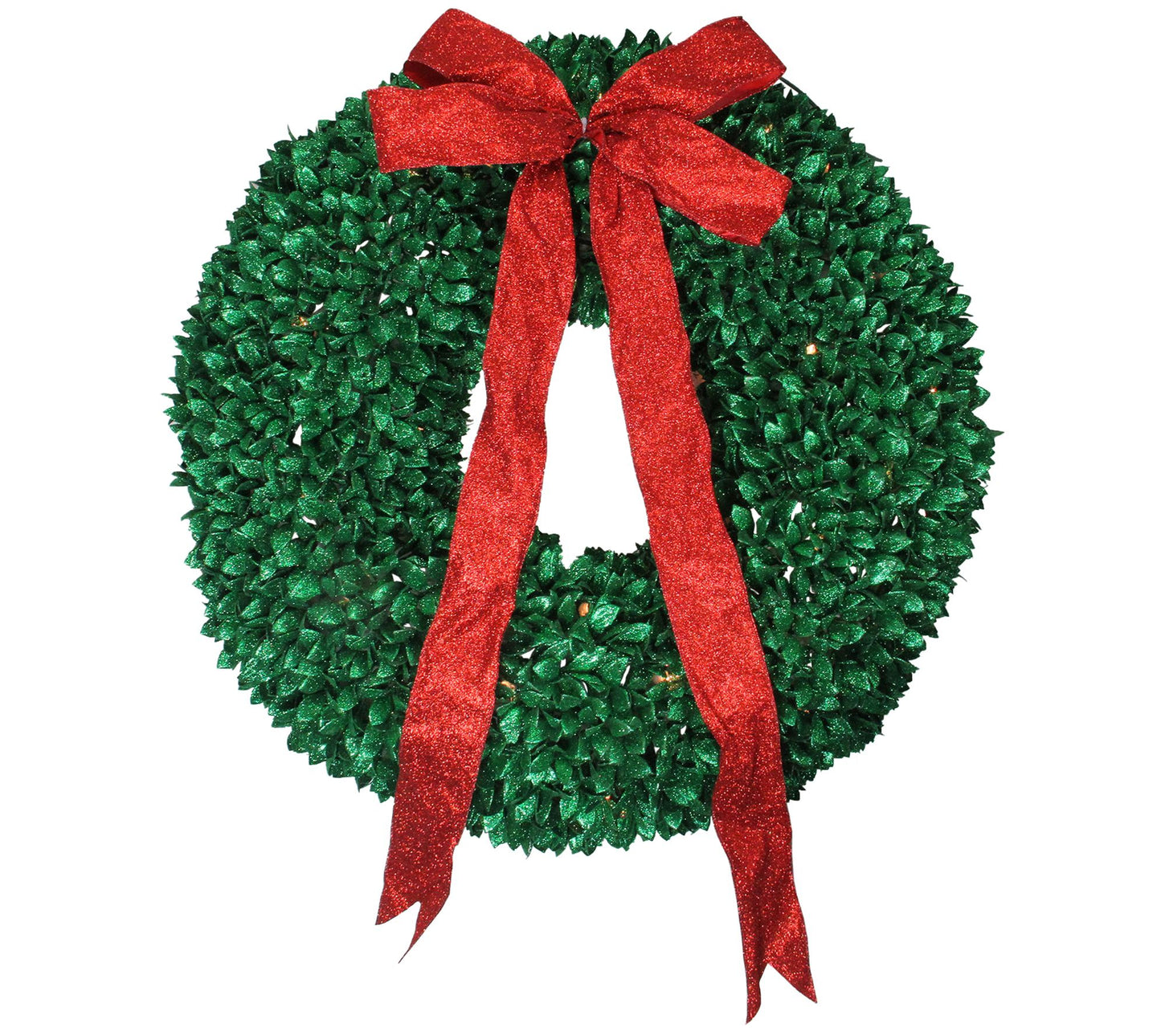 Northlight Glittered Leaves Wreath - 28" ClearLights