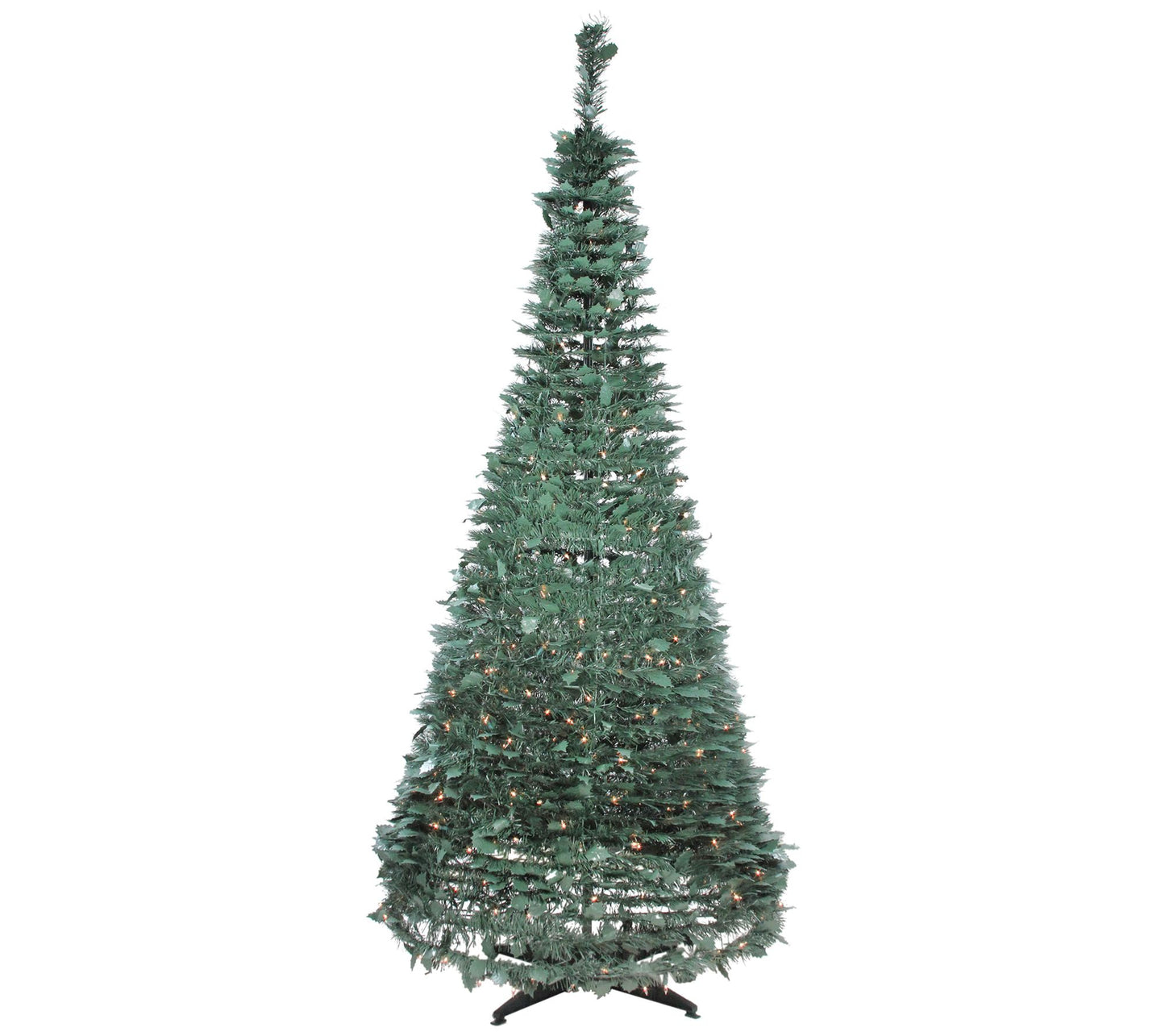 Northlight 6'Slim Grn Holly Leaf PopUp Faux Tree-Clear Lights