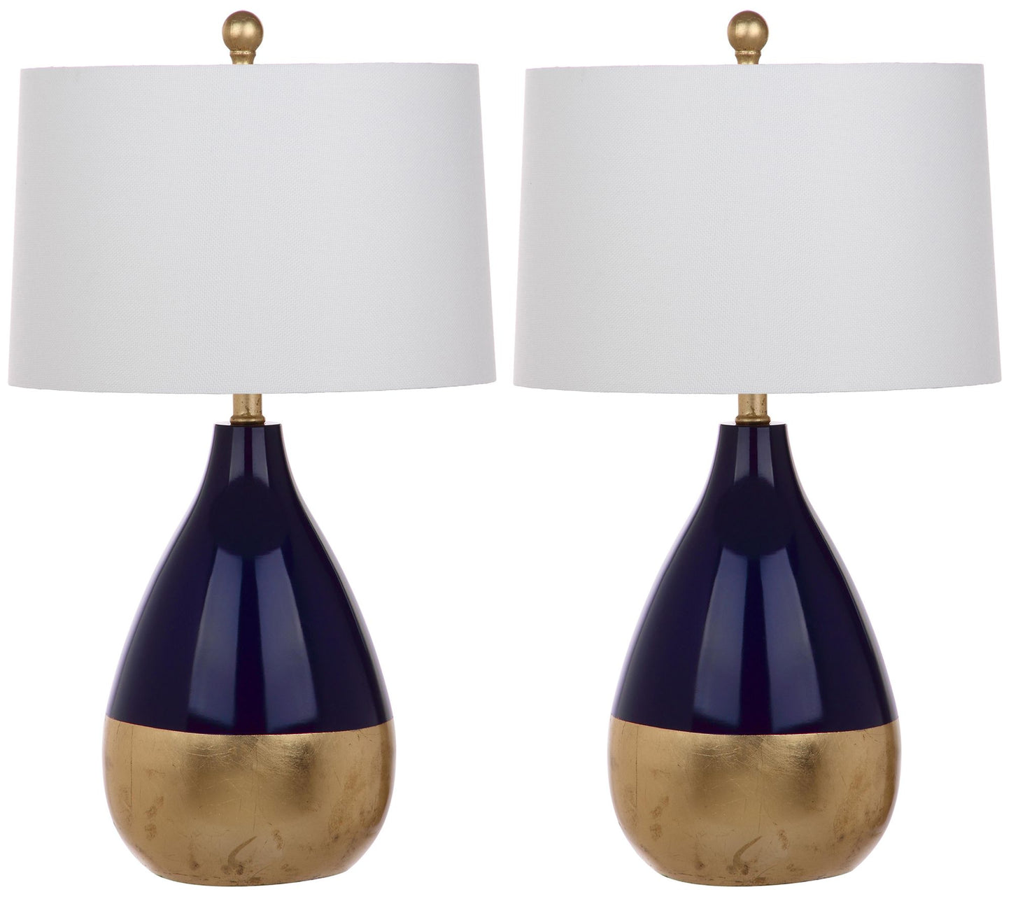 Safavieh Set of 2 Kingship 24" Navy And Goldtone Table Lamps