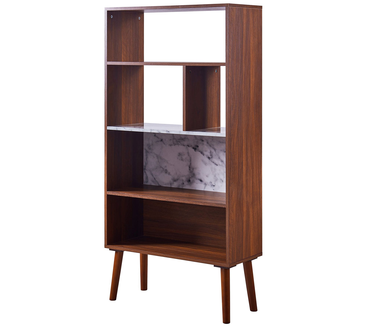 Teamson Home Wood Bookcase with Marble-Look Top