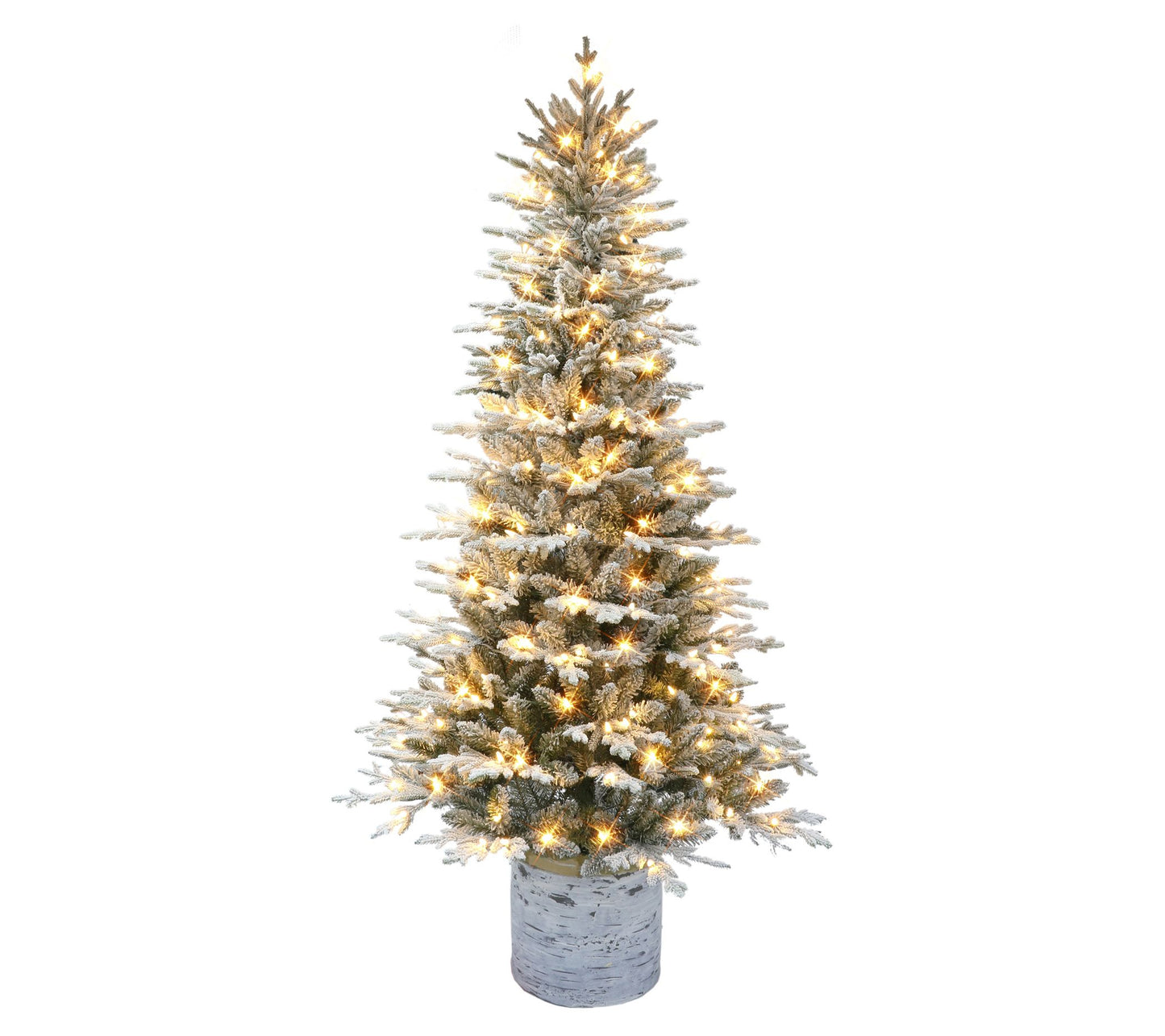 Puleo 6' Prelit Potted Flocked Arctic Fir Tree