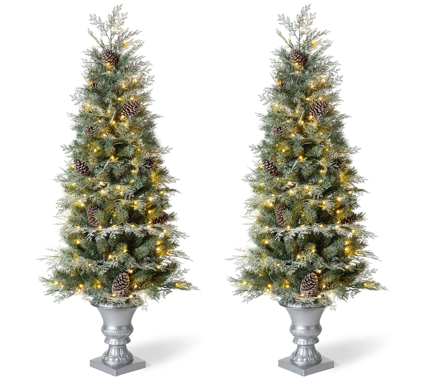 Glitzhome 5ft Pre-Lit Pinecone Artificial Christmas Porch Tree