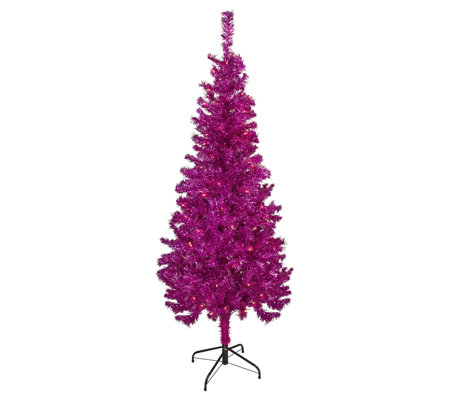 Northlight 6' Pre-Lit Pink Tinsel Christmas Tree Clear Lights