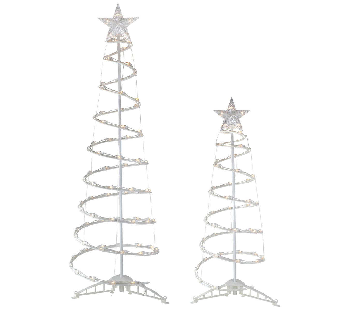Northlight S/2 Lighted Clear Outdoor Spiral Cone Trees 4' 6'