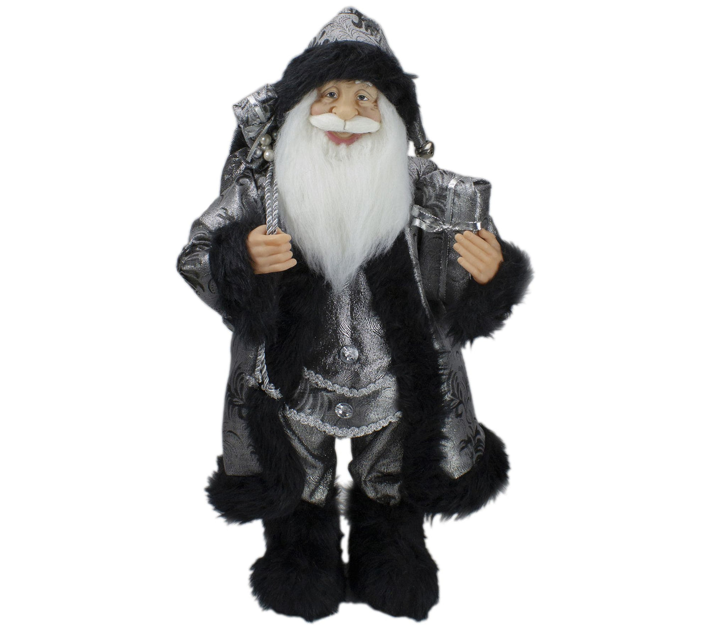 Northlight 24" Santa Claus in Silver & Black w/ Gifts Figure