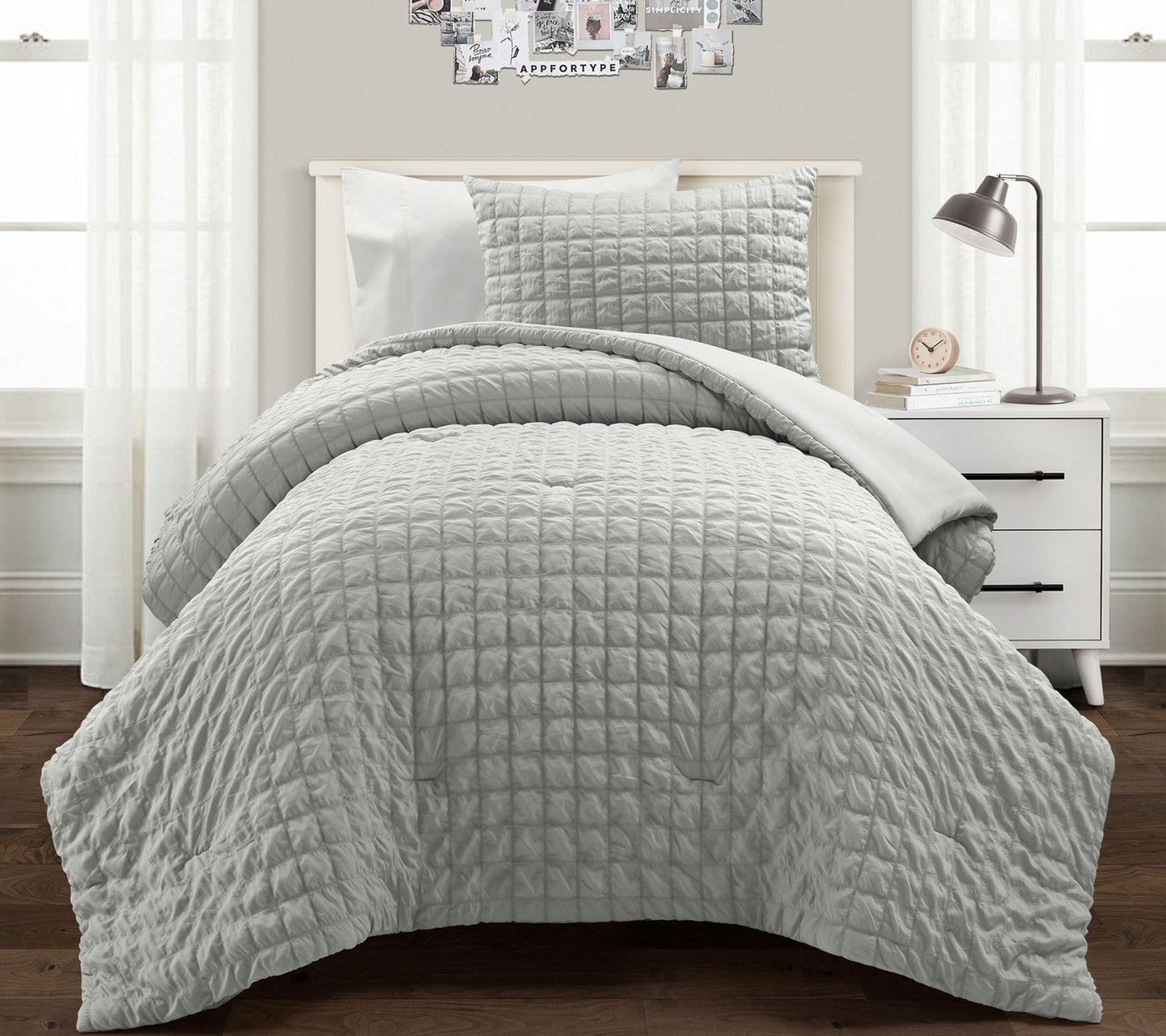 Lush Decor Crinkle Textured Dobby Comforter 2-Piece Twin XL