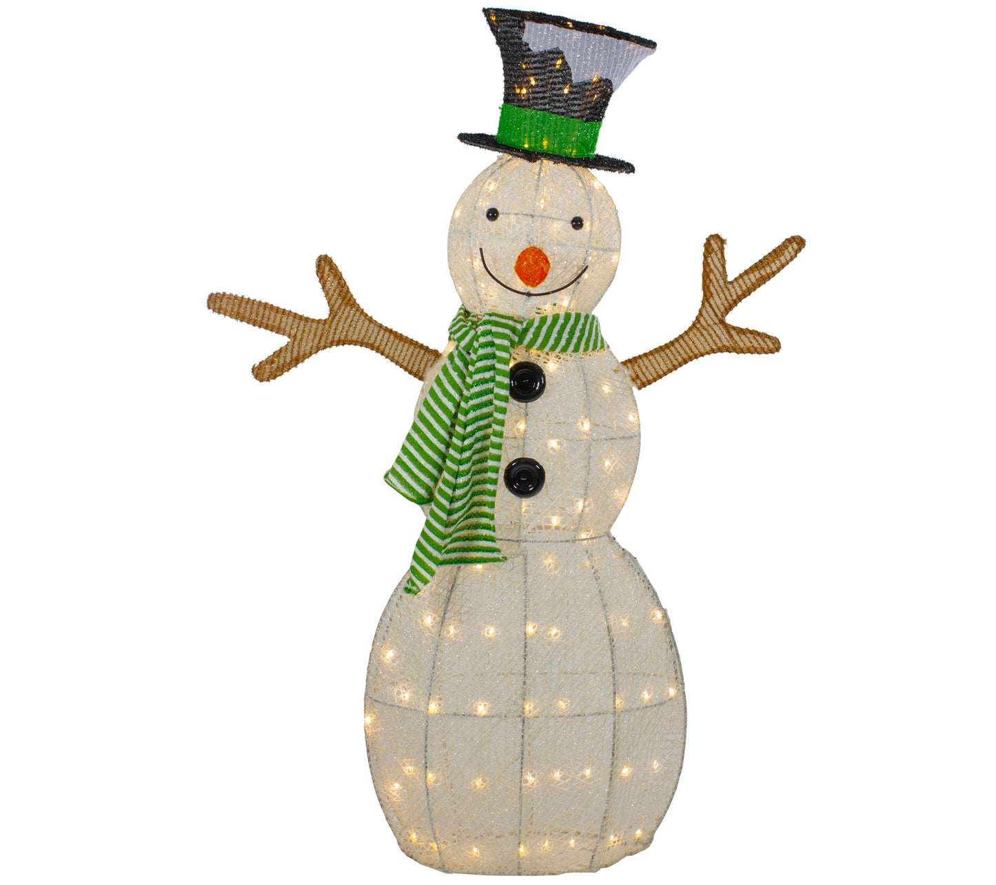 Northlight 43" LED Snowman w/Top Hat & Green Scarf Decoration